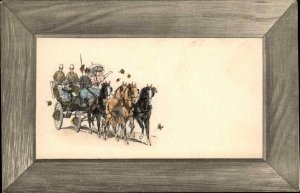 Coaching Horse Carriage Finely Embossed Lithograph Nice Border Series 612 PC #1