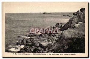 Old Postcard Around Plougasnou Primel Tregastel View wide and chairs Primel