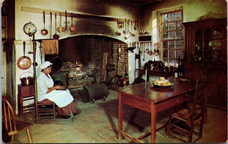 Kitchen Governors Palace Williamsburg VA Virginia Fireplace Postcard PM Cancel  