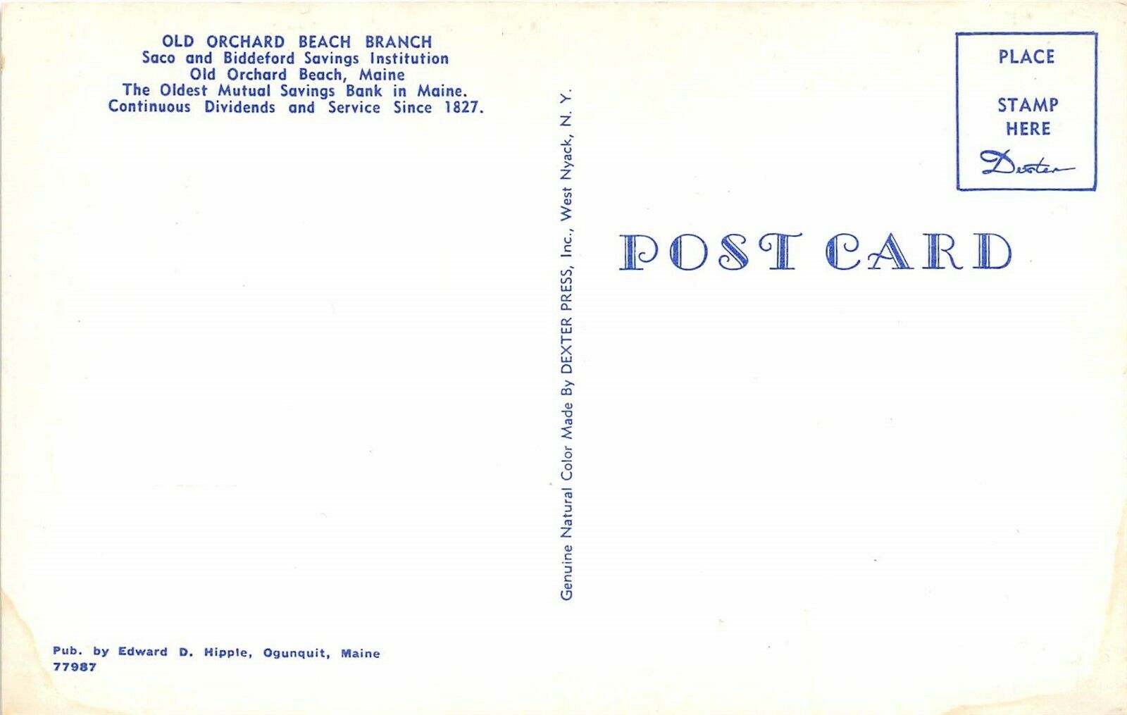 Old Orchard Beach Maine 1960s Postcard Branch Sacco Biddeford Savings