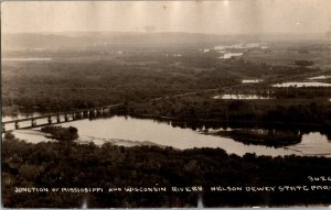 RPPC Junction, Mississippi Wisc Rivers Nelson Dewey State Park Postcard H76