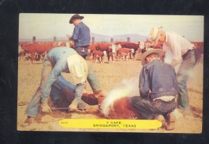 BRIDGEPORT TEXAS Y CAFE RESTAURANT COWBOYS BRANDING ADVERTISING POSTCARD