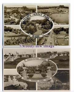 tq2135 - Lancs - Multiviews x 5.of Views in Happy Mount Park, Bare - 2 Postcards