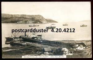 h5226 - BAGOTVILLE Quebec 1920s Ha Ha Bay Harbor. Steamers. Real Photo Postcard