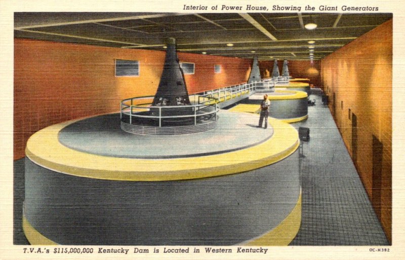 Kentucky TVA Kentucky Dam Power House Interior Showing Giant Generators Curteich