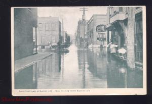 KANSAS CITY MISSOURI DOWNTOWN STREET SCENE 1908 FLOOD DISASTER OLD POSTCARD