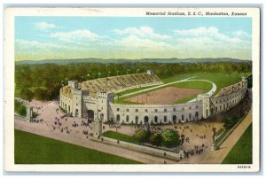 c1940 Memorial Stadium KSC Exterior Building Manhattan Kansas Vintage Postcard