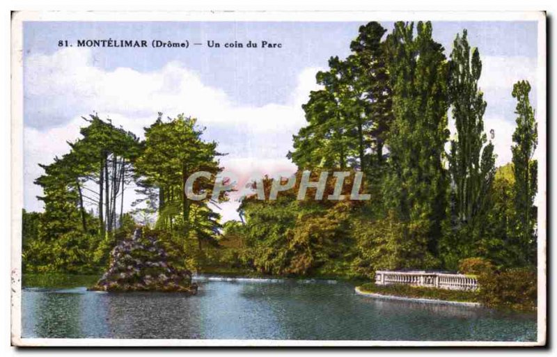 Old Postcard Montelimar A corner of the park