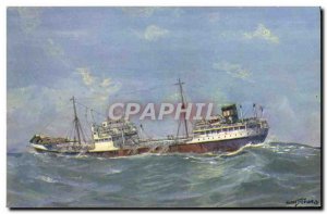 Old Postcard Petrolier heavy weather in the Mediterranean Oil Sebille