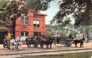 WINCHESTER PARK FIRE APPARATUS TRUCK SPRINGFIELD MASSACHUSETTS POSTCARD 1908