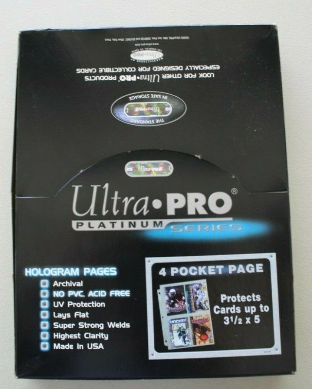 100 ** Ultra-Pro ** 4-Pocket Postcard Size (3 1/2 x 5) Platinum Pages