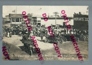 Callaway NEBRASKA RPPC 1910 AUTO RALLY Kearney Boosters nr Arnold Broken Bow