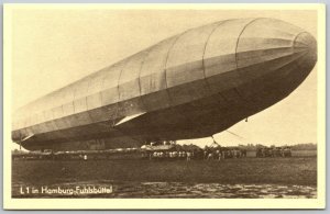 Vtg Zeppelin Airship L1 in Hamburg Fuhlabuttel Germany Postcard