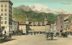 CO, Colorado Springs, Pikes Peak Avenue, Albertype, Hand Colored