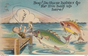 Exaggeration Fishing Comic Postcard , 30-40s : #1