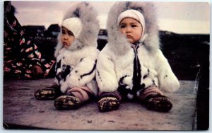 Postcard - Eskimo Twins in the Arctic region of Alaska