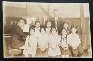 Mint China RPPC Picture Postcard Postcard Piano Students Chinese Writing