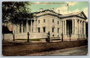 1912  Memorial Continental Hall   Washington DC  Postcard