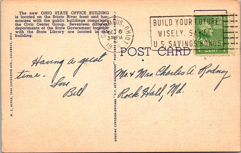 Postcard BUILDING SCENE Columbus Ohio OH AN9461