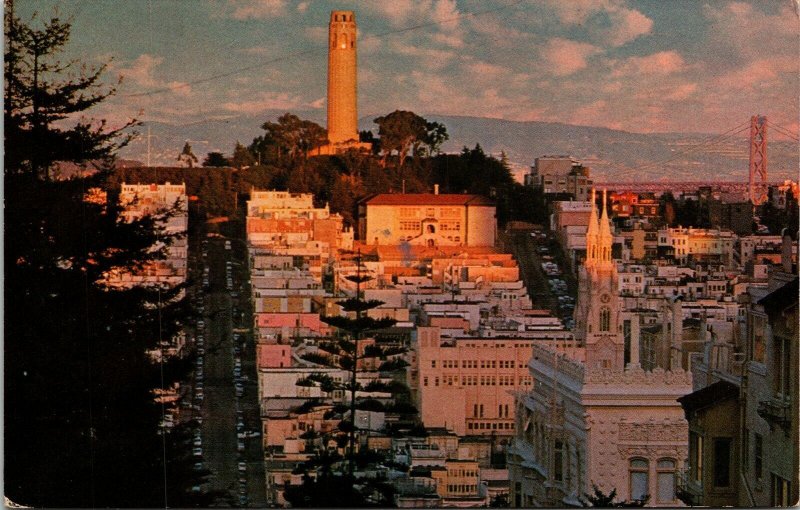 Historic Telegraph Hill Famous Coit Tower San Francisco CA California Postcard 