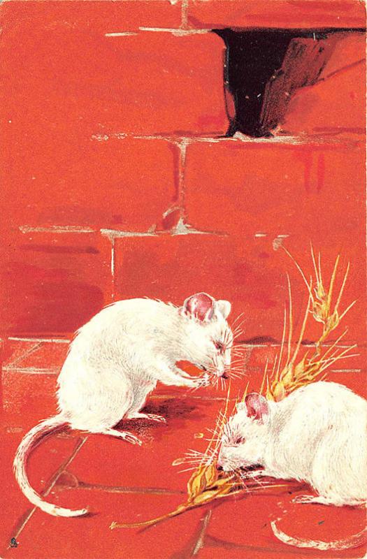 Raphael Tuck Two Mice Nesting Brick Wall Series #1019 Postcard