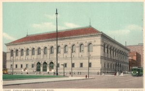 Vintage Postcard Public Library Building Historic Landmark Boston Massachusetts