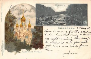 Germany 1898 Wiesbaden Russische Kapelle Kurhaus Art by C Muench postcard C313