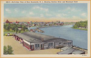 New Brunswick, N.J. - Birds Eye View showing Raritan River and Municipal Dock - 