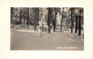 F56/ Hume Lake Resort California Postcard RPPC c1940s Winter Cabins 2