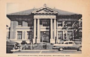 WHITINSVILLE MASSACHUSETTS NATIONAL BANK~1940-50s ERA CARS~ARTVUE PHOTO POSTCARD