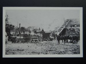 Oxfordshire SOUTH WESTON Steam Threshing at Manor Farm c1890 REPRO Postcard