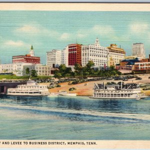 1932 Memphis, TN River Front Levee Business District Sternwheeler Steamship A216