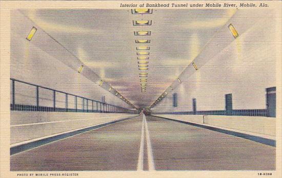 Interior Of Bankhead Tunnel Under Mobile River Mobile Alabama Curteich