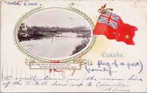 Gladstone Manitoba MB Overlooking White Mud River Patriotic c1906 Postcard H31