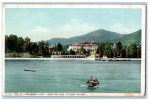 c1910 Fort William Henry Hotel Lake Canoe Boat  George New York Vintage Postcard 