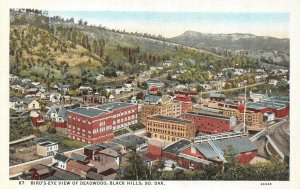 SD, South Dakota  DEADWOOD~BLACK HILLS Bird's Eye View  c1940's Linen Postcard