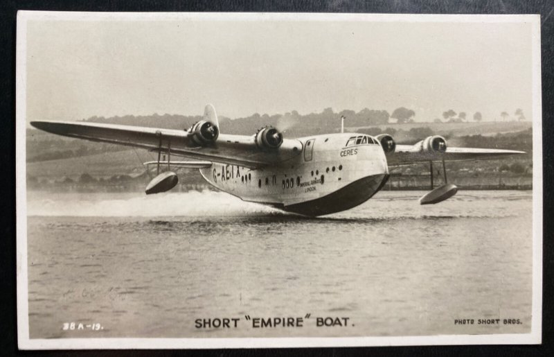 Mint England Real Picture Postcard Aviation Flying boat Short Empire Imperial