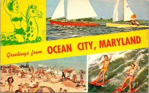 VINTAGE POSTCARD MULTIPLE SUMMER ACTIVITIES VIEWS AT OCEAN CITY MARYLAND 1960s