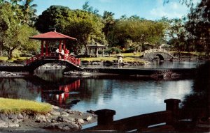 Hawaii Hilo Liliuokalani Park Colorful Pavilion Bridge