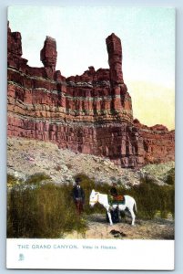 The Grand Canyon Arizona AZ Postcard View In Hauasu Horse Scene Tuck c1905