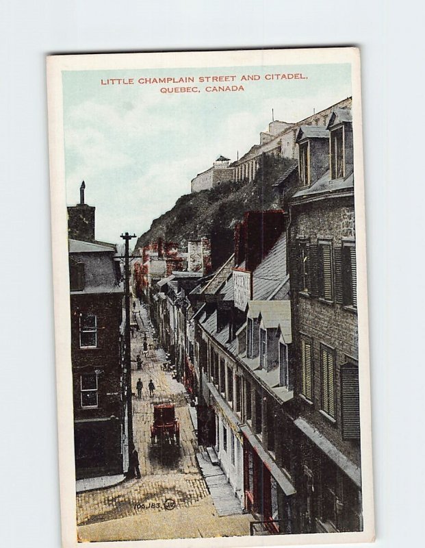 Postcard Little Champlain Street And Citadel, Quebec City, Canada