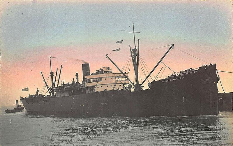 Vittoria Emanuele Cargo Steam Ship Tinted Real Photo RPPC Postcard