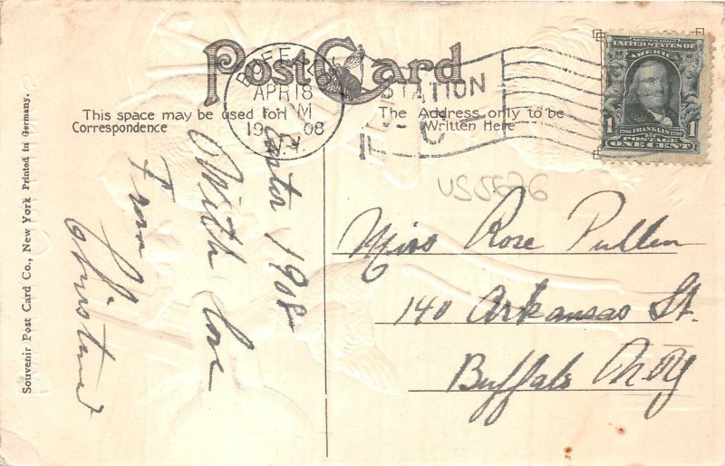 US5676 easter chicken chick embossed greetings  usa