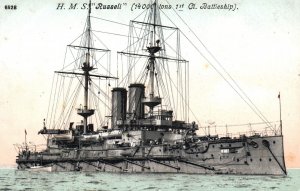 Postcard Royal Navy Battleship HMS Russell 1st Class - Great Britain & Ireland