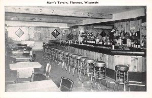 Florence Wisconsin Matt's Tavern B/W Photochrome Vintage Postcard U1738