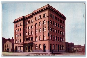 Rockford Illinois IL Postcard Hotel Harms Exterior Roadside Scene c1905s Vintage