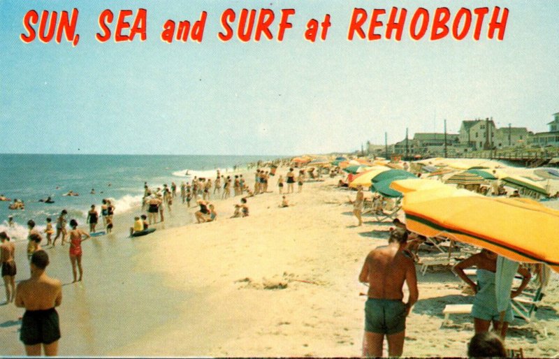 Delaware Rehoboth Beach Greetings With Beach Scene