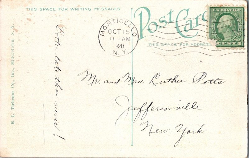 MASONIC TEMPLE, MONTICELLO. N.Y. Vintage Postcard KD3