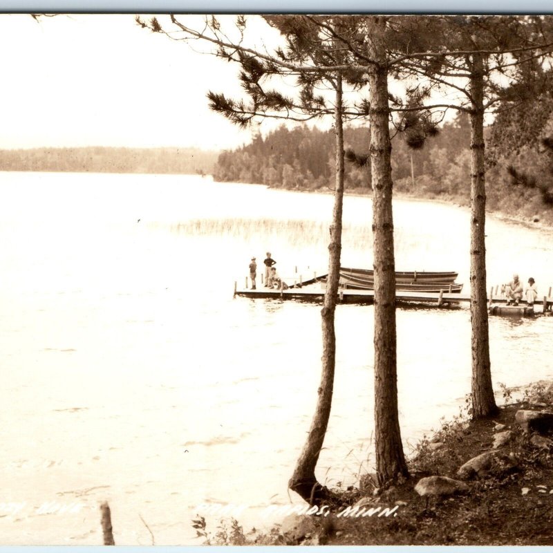 c1920s Grand Rapids, Minn RPPC Kozy Kove Park Children Dock Boat Cute Photo A106