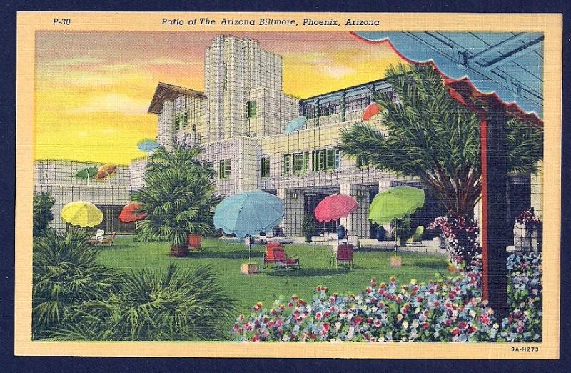 Biltmore Hotel Patio Phoenix AZ unused c1939